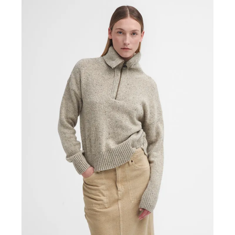 Barbour Lavensdale Half Zip Knitted Ladies Jumper - Oatmeal