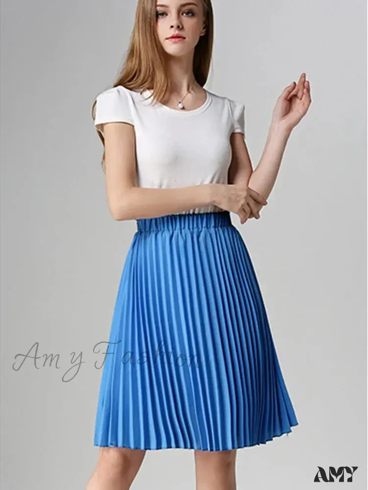 Chiffon Pleated Vintage High Waist Tutu Midi Rokken Summer Style Skirt