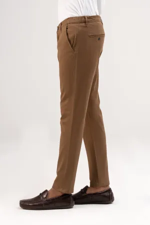 CROSS POCKET ELASTIC WAIST PANT DARK BROWN