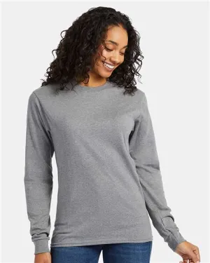 Custom Embroidered - Hanes - Essential-T Long Sleeve T-Shirt - Oxford Grey - 5286