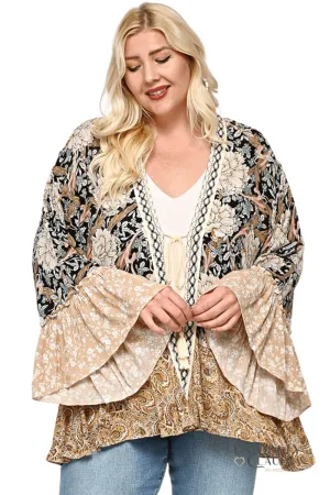 EDGY PLUS: Savannah Floral and Paisley Print Mix Kimono