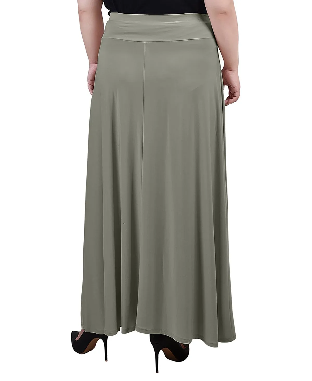 Long plus size A-line skirt with faux belt at front NY Collection multi