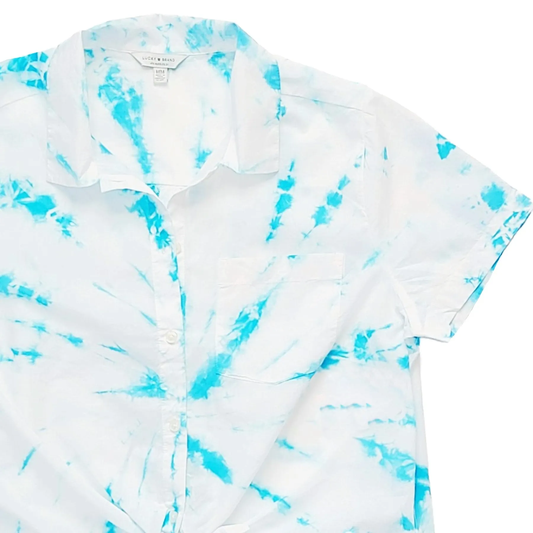 Lucky Brand Tie-Dye Print Tie Front Cotton Button Down Shirt