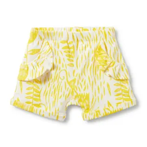 MELLOW YELLOW RUFFLE POCKET SHORTS