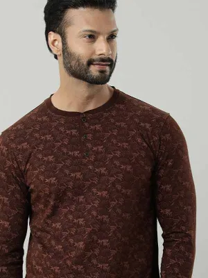 Men Printed Henley T-Shirt