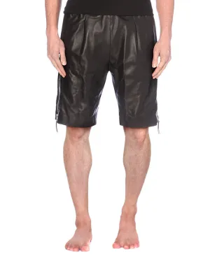 Men's Genuine Leather Shorts with Side Zippers MH09