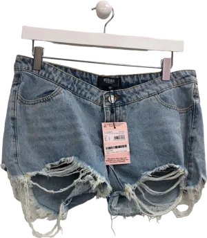 Missguided Blue Distressed Maternity Denim Shorts UK 8