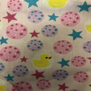 Multi-Color Rubber Ducky Print Poly Cotton Fabric