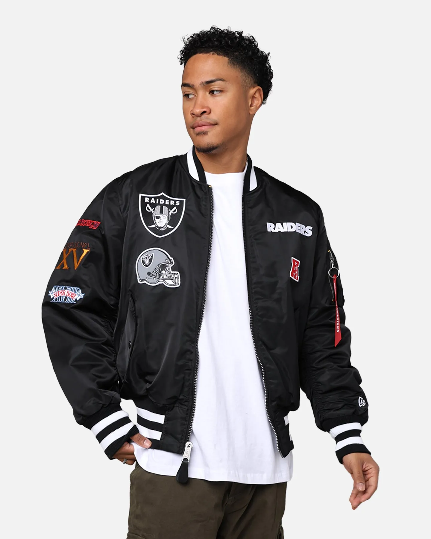 New Era X Alpha Series X NFL Las Vegas Raiders MA-1 Bomber Jacket Black