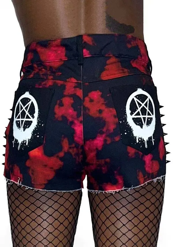 Pentagram Studded Stretch | DENIM SHORTS