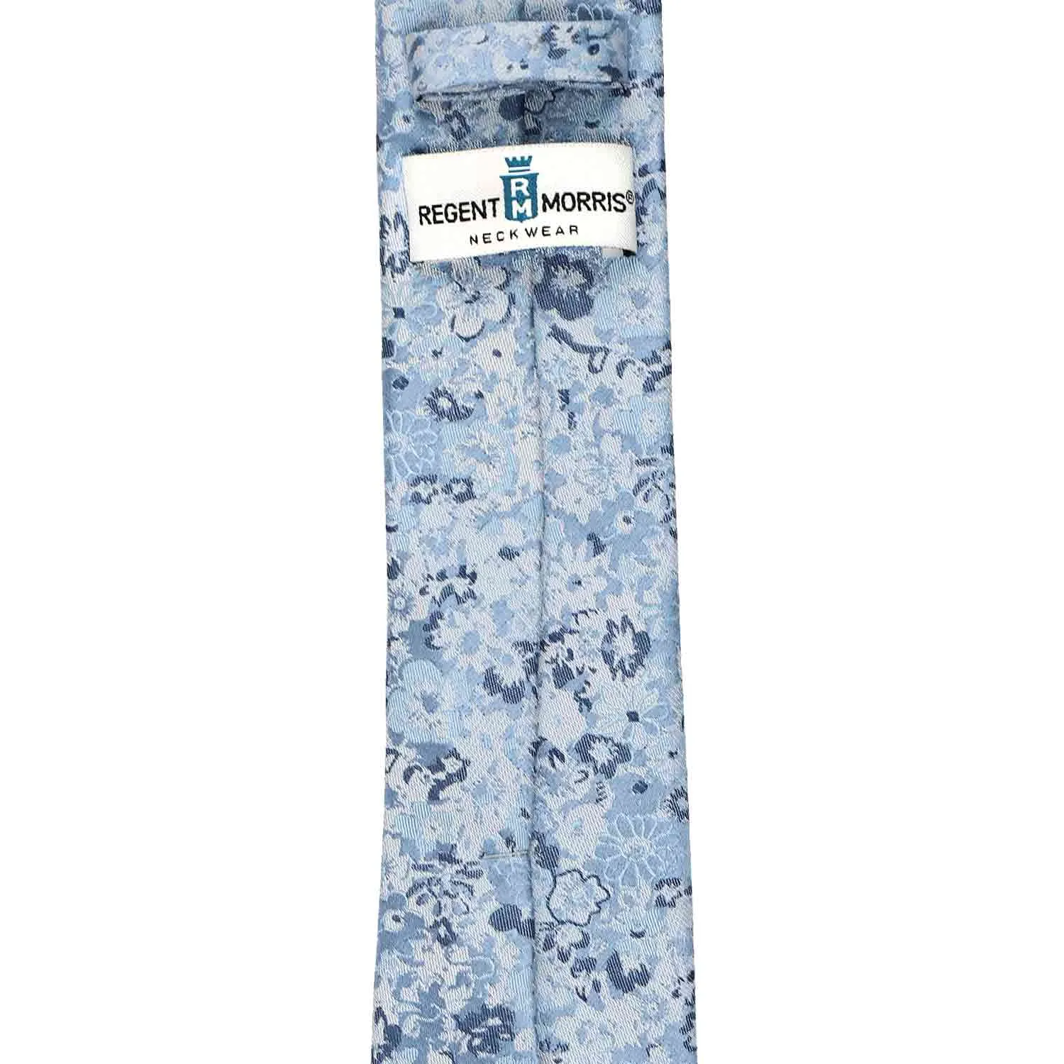 Steel Blue Member Floral Silk/Viscose Slim Necktie, 2.5" Width