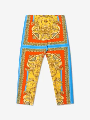 Versace Girls Cotton Jersey Barocco Print Leggings