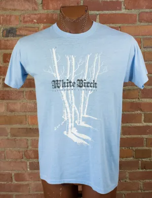 Vintage 80s White Birch Peppermint Schnapps Baby Blue Graphic T Shirt Unisex Medium-Large