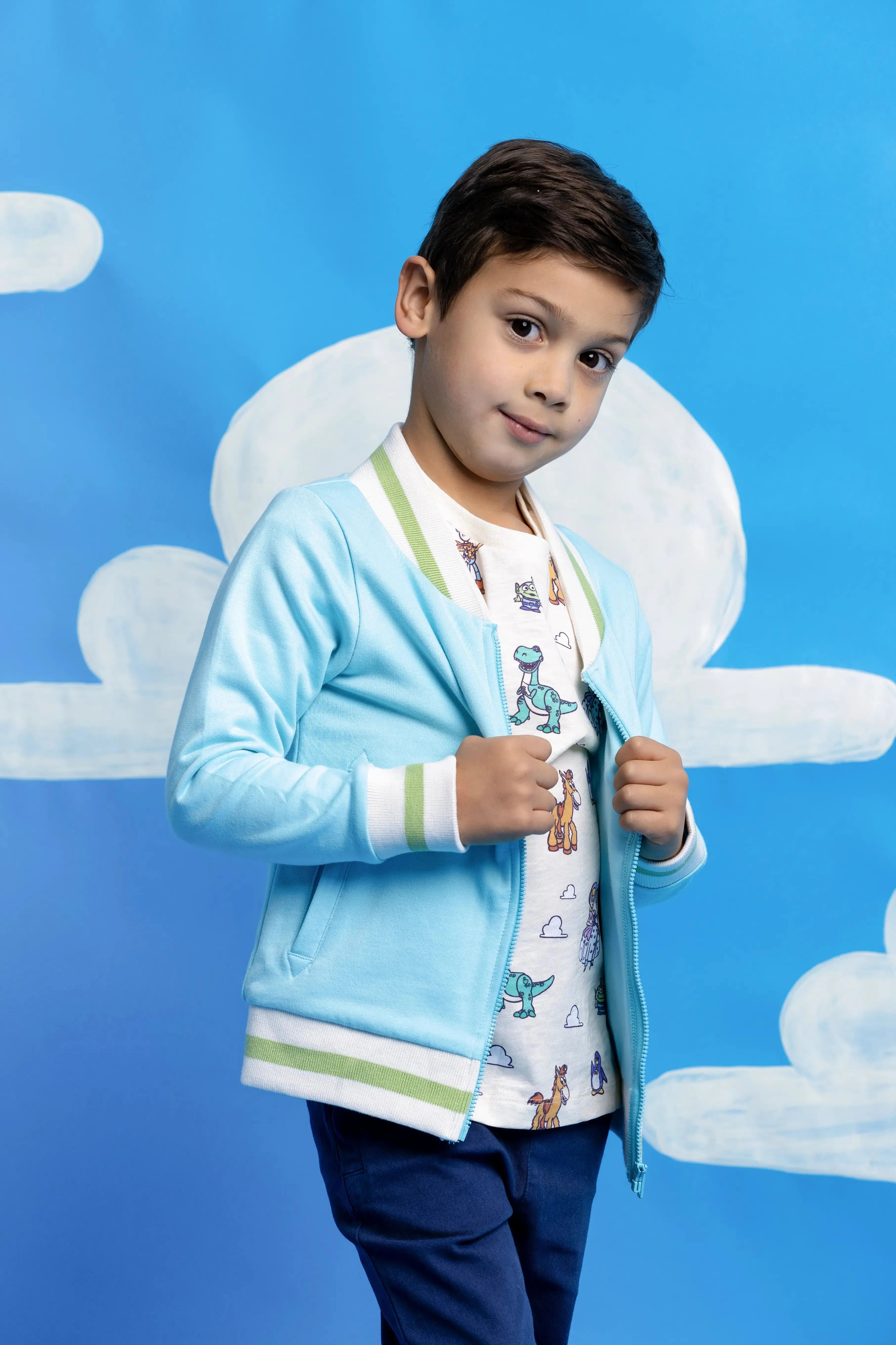 Zip Bomber Jacket_Toy Story Friends on Light Blue